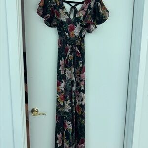 Zara Floral Jumpsuit with Ruffle Sleeves